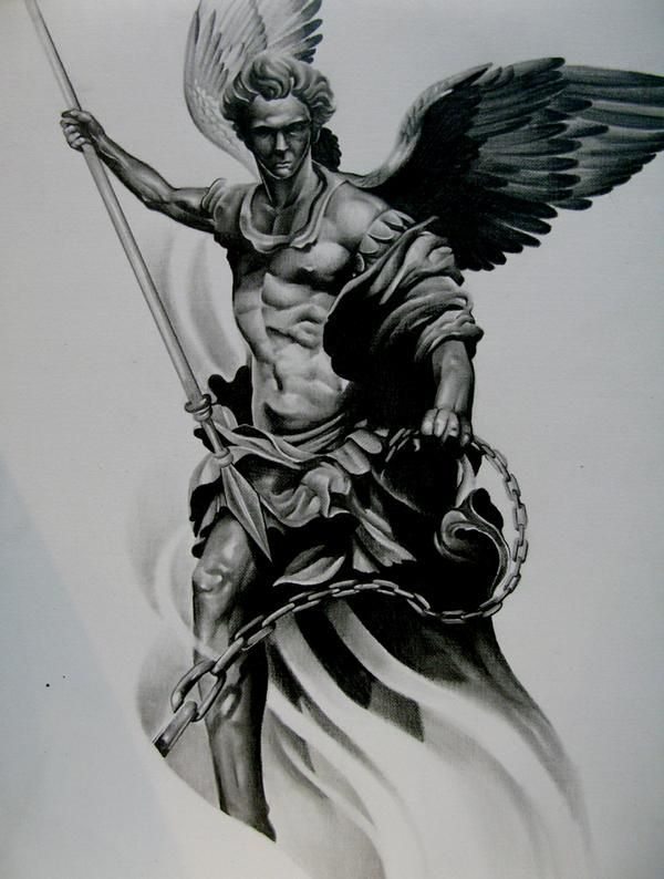 Amazing Black & White St. Michael – The Archangel Tattoo Design