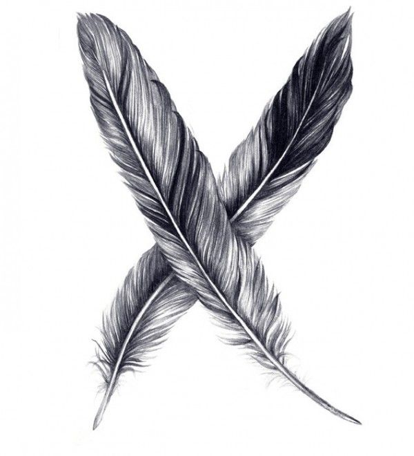 Amazing Grey Ink Realistic Eagle Feathers Tattoo Design