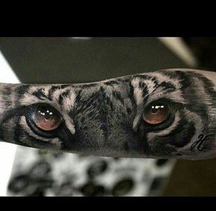 Amazing Realistic Tiger Eyes Tattoo On Forearm