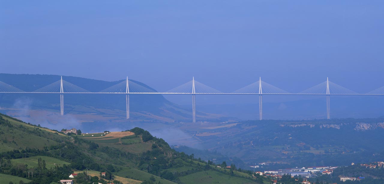 Amazing view of the Millau Viaduct in france