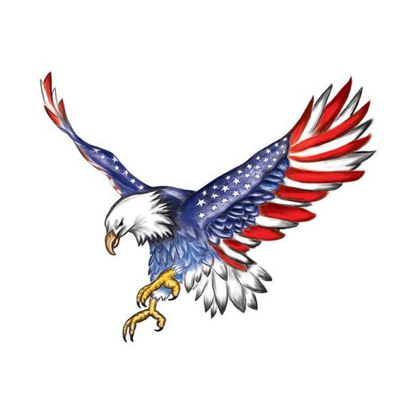 American Flag Colored Flying Bald Eagle Tattoo Design