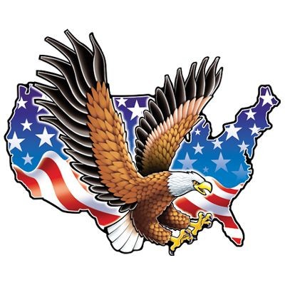 American Flag In Map & Flying Bald Eagle Tattoo Design