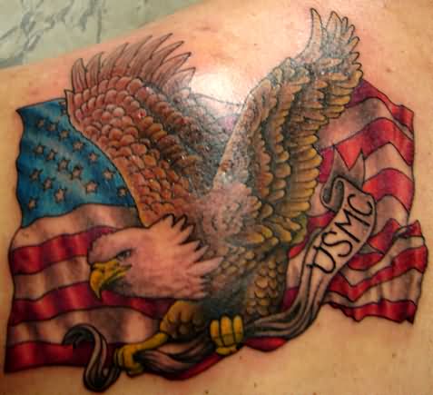 American Flag and Bald Eagle Tattoo On Back by zradkins On DeviantArt