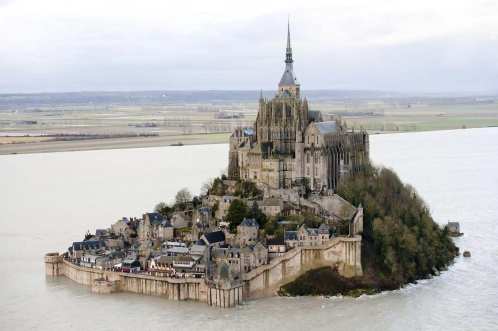Back side view of the Mont Saint-Michel, france