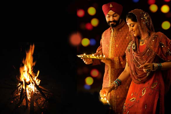 Beautiful Punjabi Couple Celebrating Lohri