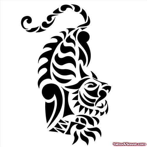 Black Dark Tribal Tiger Tattoo Design