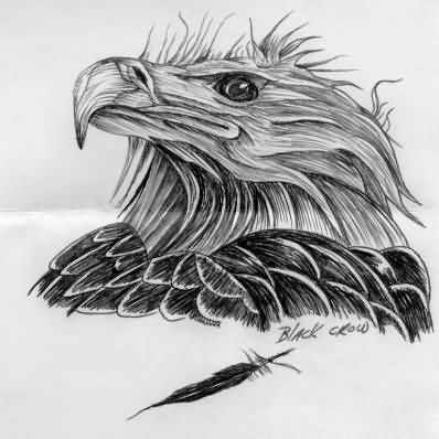 Black & Grey Eagle Head Tattoo Design