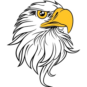 Black Outline Eagle Head With Yellow Eyes & Beak Tattoo Design