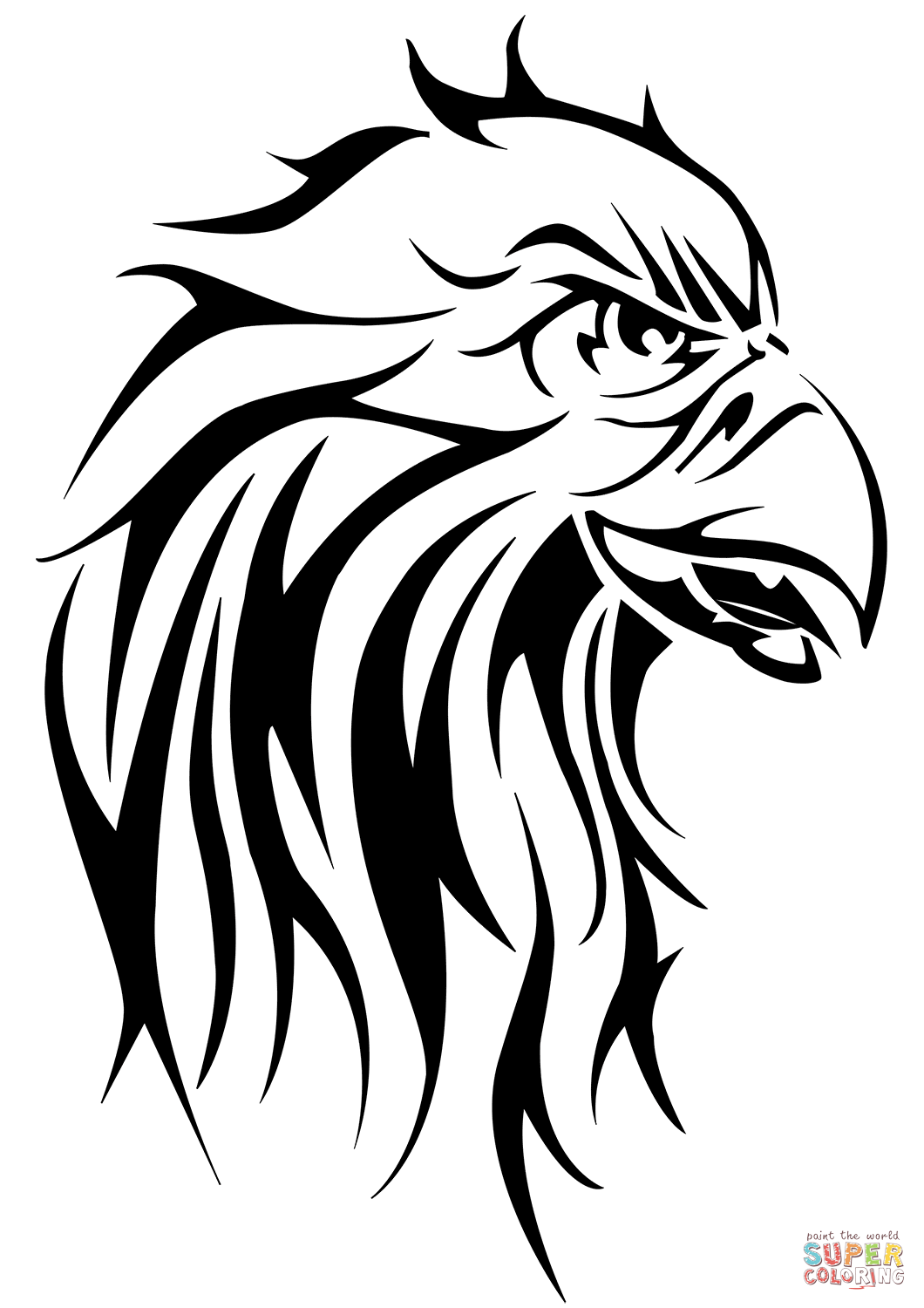 Black Tribal Eagle Head Tattoo Design