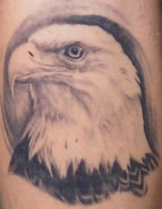 Black & White Bald Eagle Head Tattoo Design