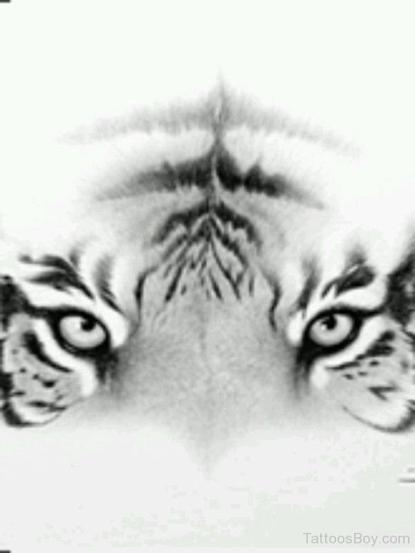 Black & White Tiger Eyes Tattoo Design