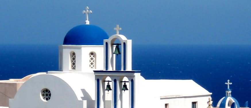 Blue Dome Church Of Santorini