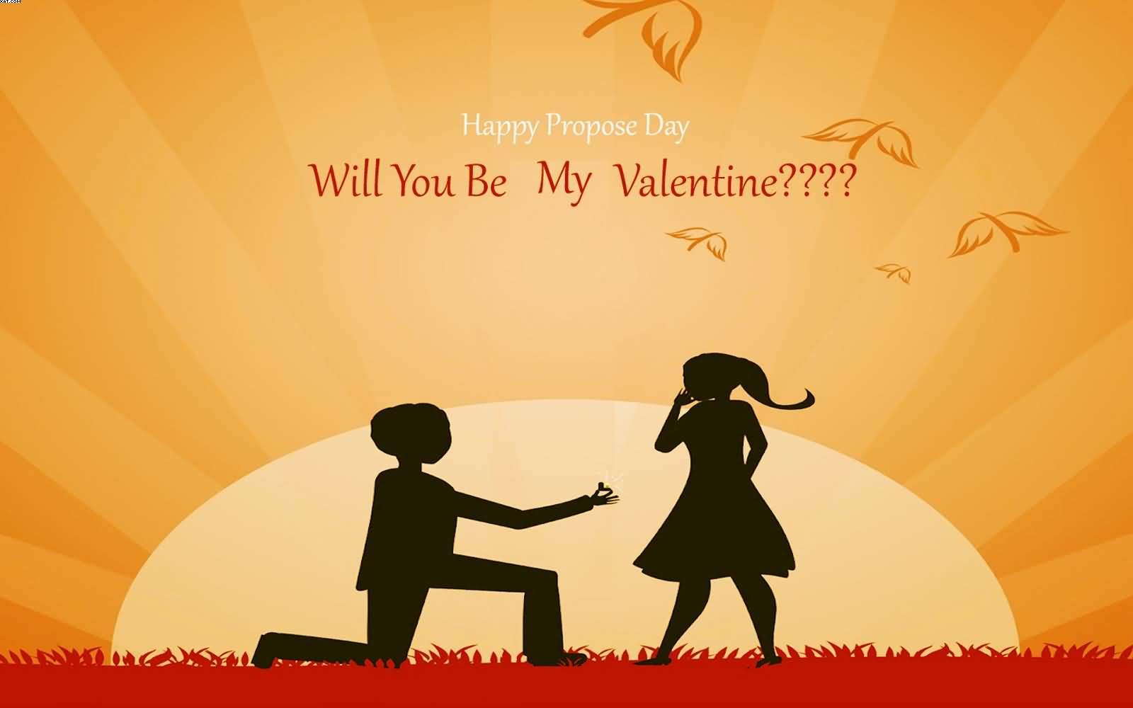 Boy propose to girl silhouette Happy Propose day wallpaper
