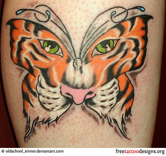 Colorful Tiger Butterfly Tattoo Design On Arm
