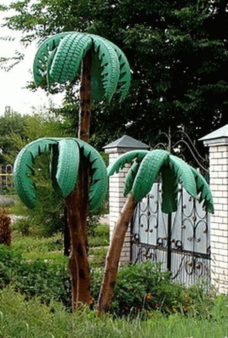 DIY Decorative Palm Tree Made From Old Recycled Tires