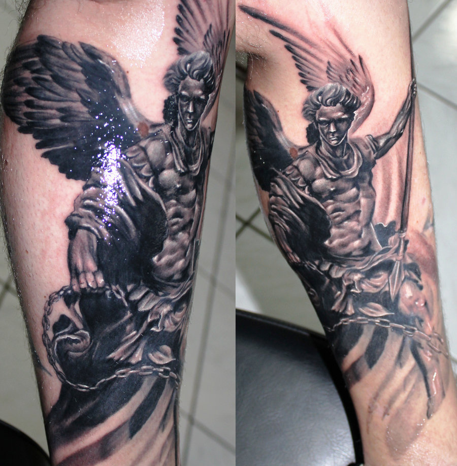 Dark Archangel Tattoo On Leg by Proki at Deviantart