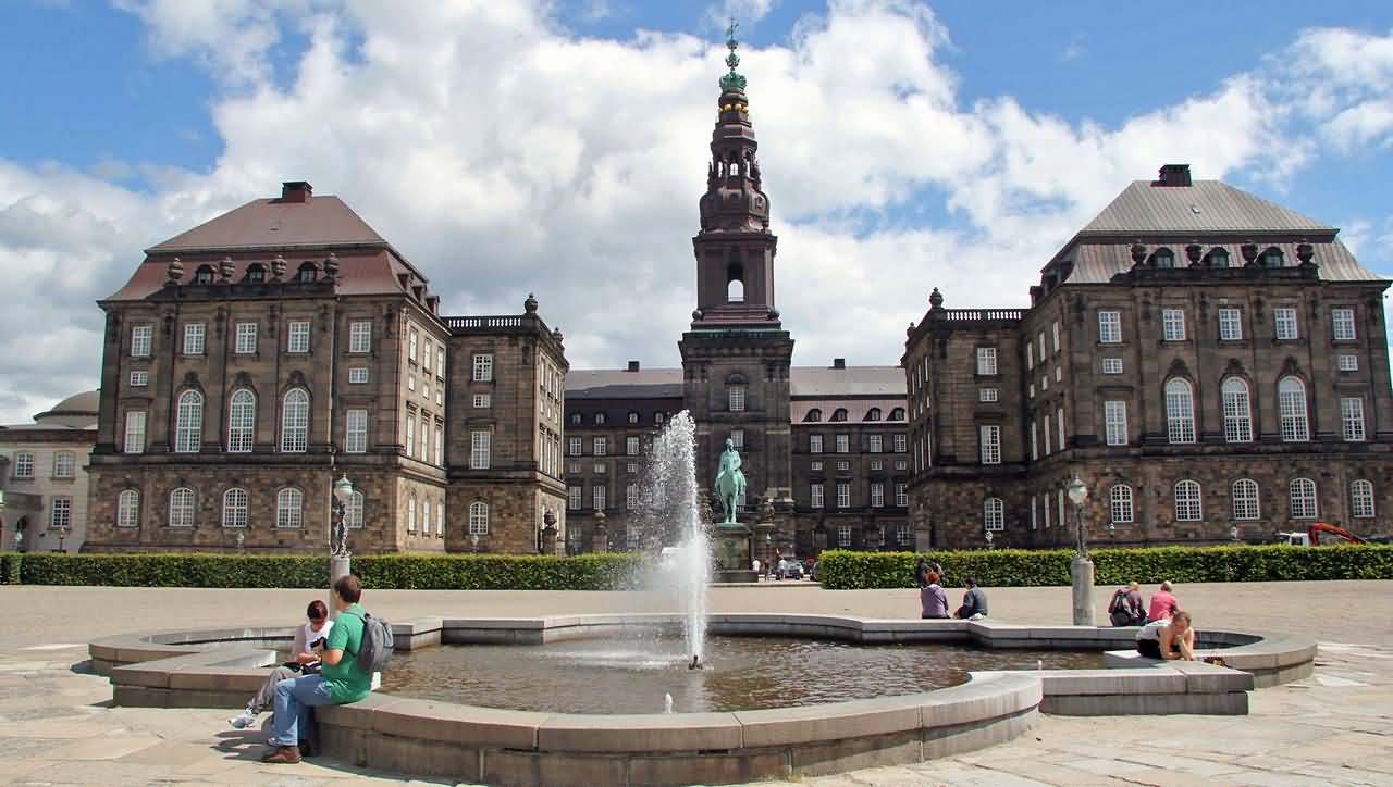 Fountain In Front Of The Christiansborg Palace