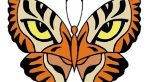 Free Colored Tiger Butterfly Tattoo Design