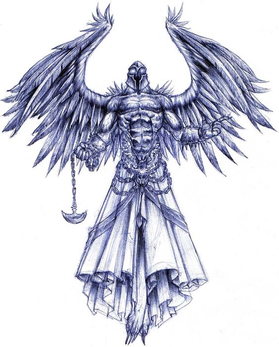 Grey Ink Nice Archangel Warrior Tattoo Design