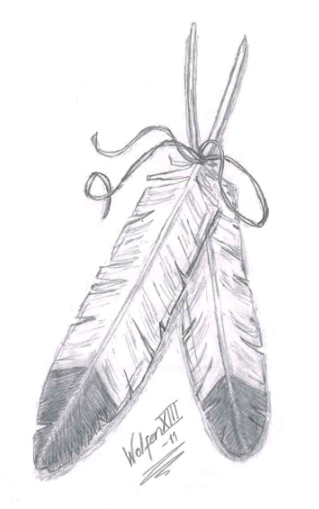 Grey Pencil Eagle Feathers Tattoo Design