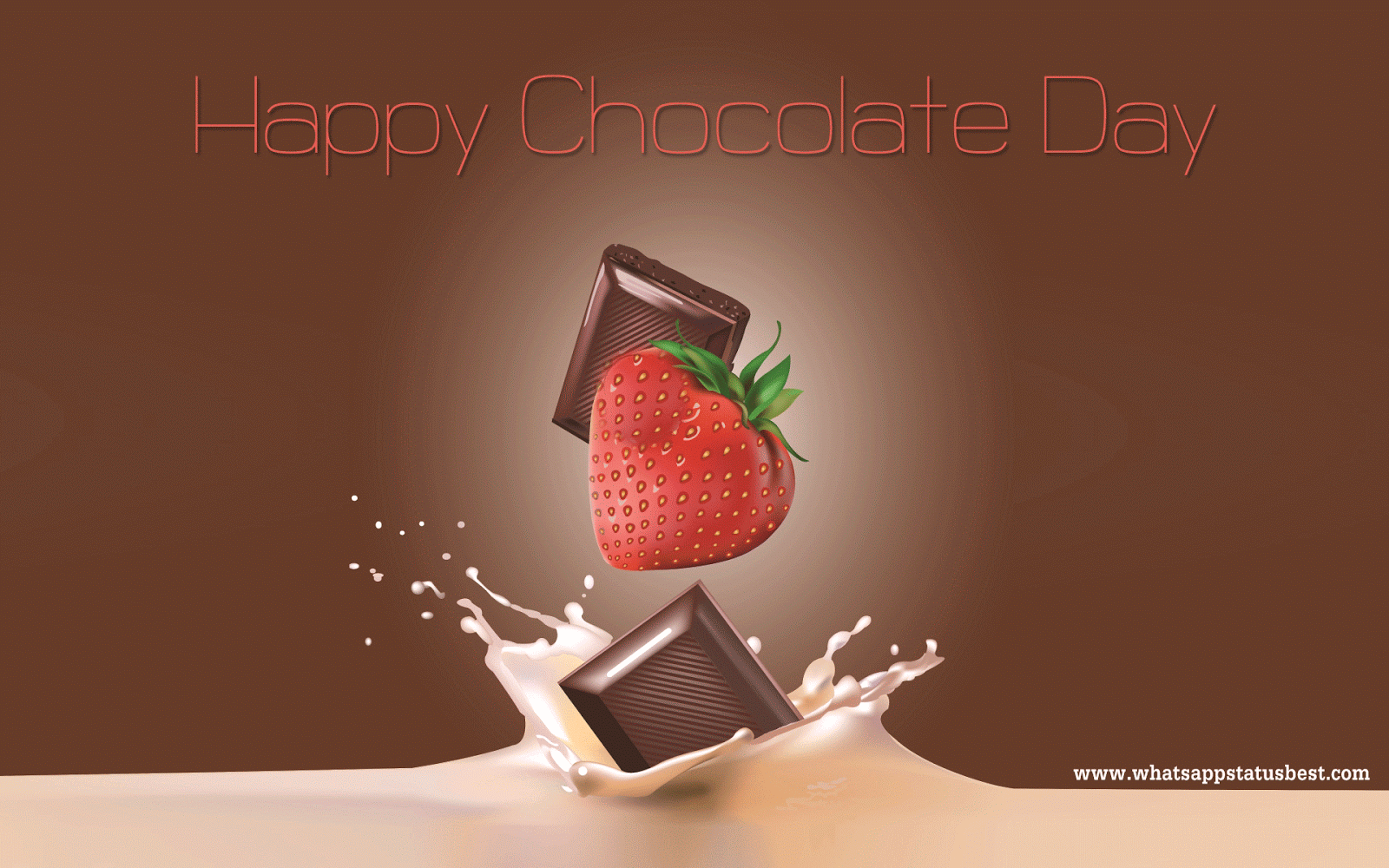 Happy Chocolate Day strawberry chocolate and milk wallpaper