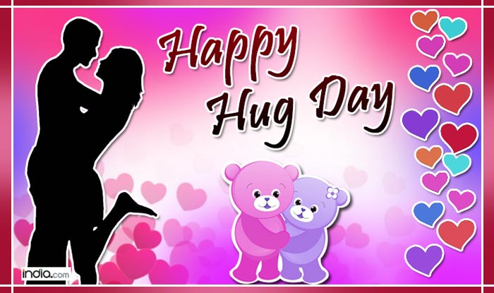 Happy Hug Day colorful hearts greeting card image