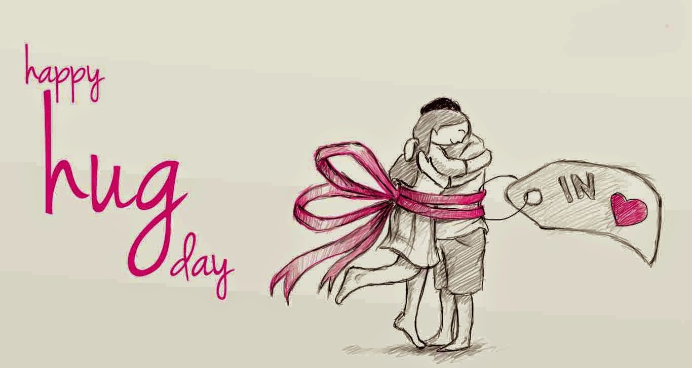 Happy Hug Day cute couple painting picture