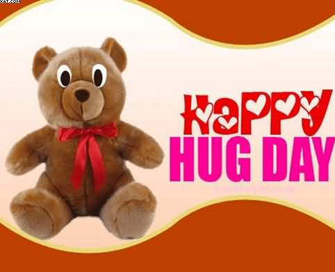 Happy Hug Day cute teddy greeting card