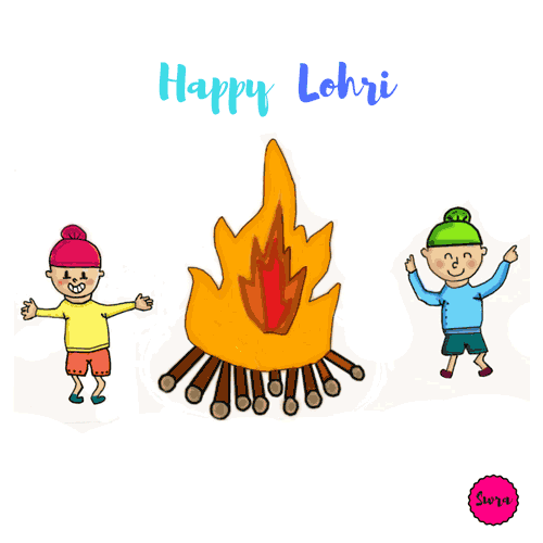 Happy Lohri Two Punjabi Boys Dancing Animated Ecard
