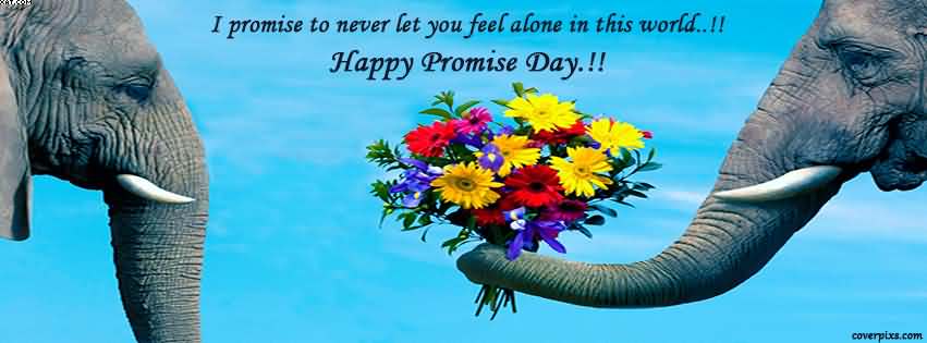 Happy Promise Day elephants with flowers facebook cover image