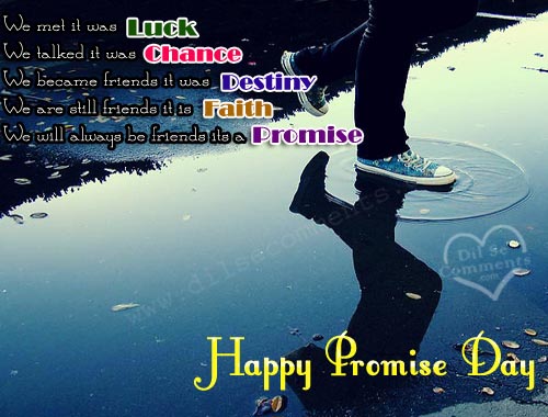 Happy Promise Day footsteps in water image