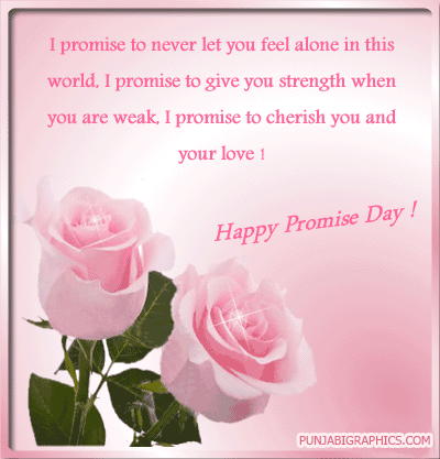 Happy Promise Day pink roses glitter image