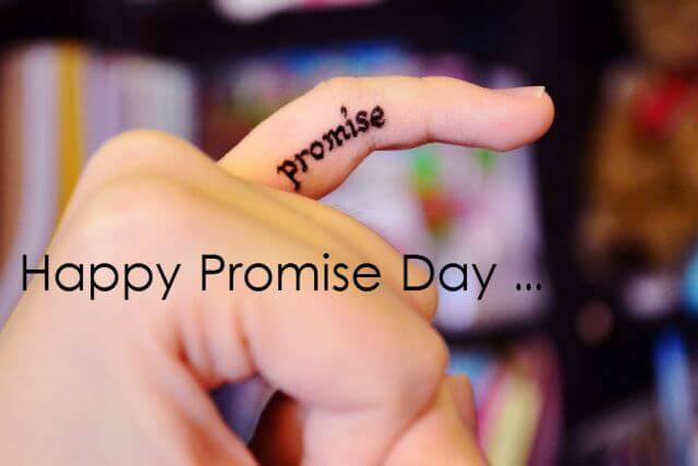 Happy Promise Day promise text on little finger