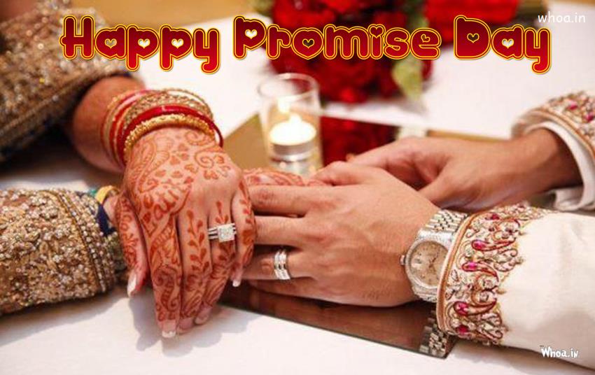 Happy Promise Day wedding couple holding hands on promise day
