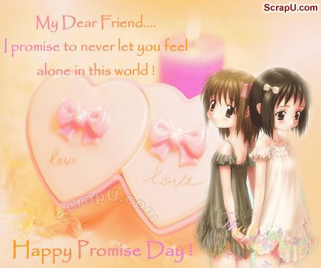 Happy Promise Day wishes from charming anime girls glitter image