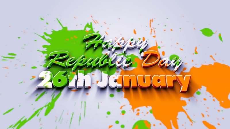 Happy Republic Day 26th January Tri Color Splash