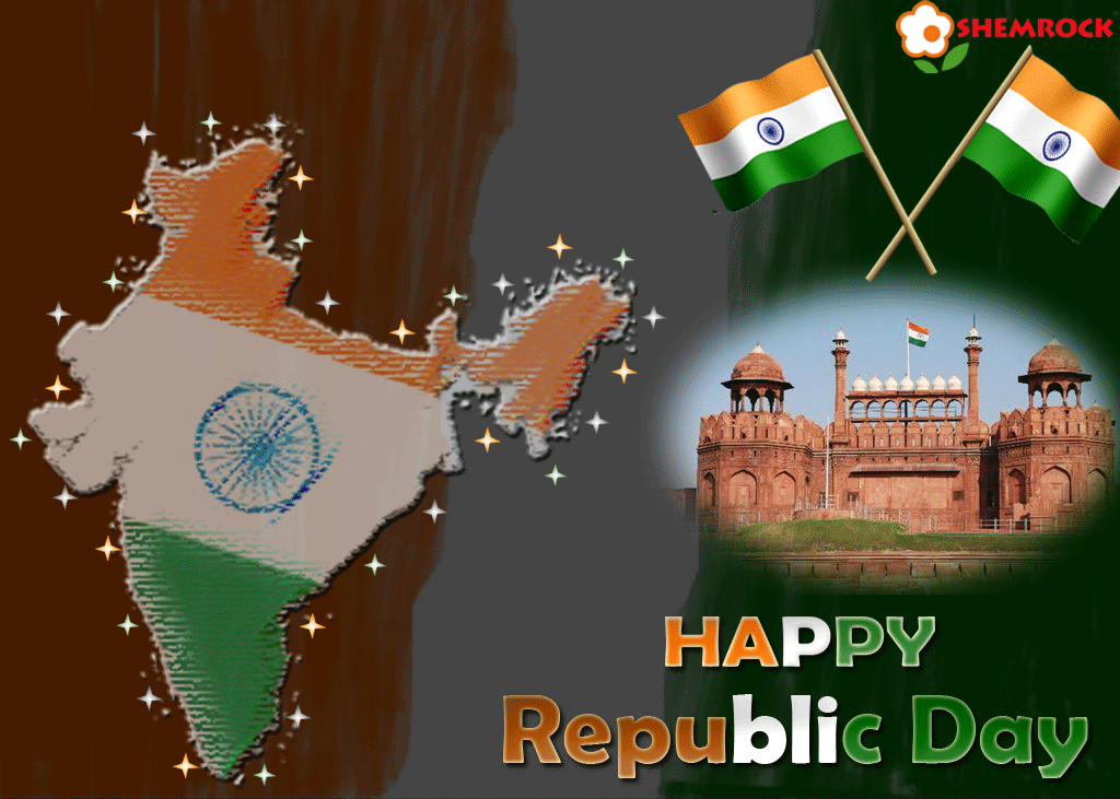Happy Republic Day Glitter Map