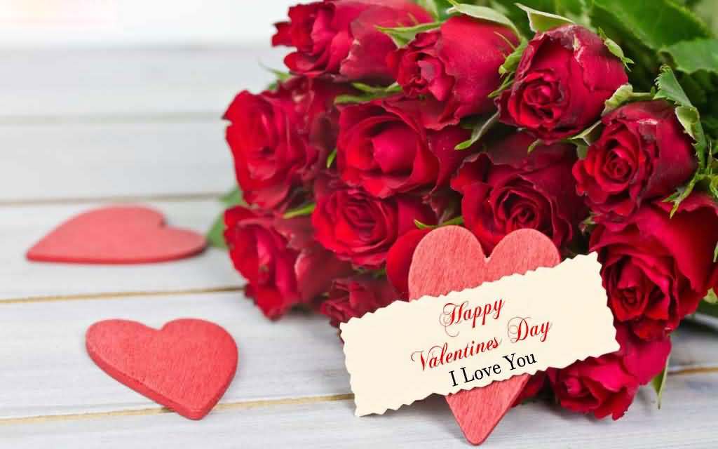 Happy Valentine’s Day i love you card with flowers and heart