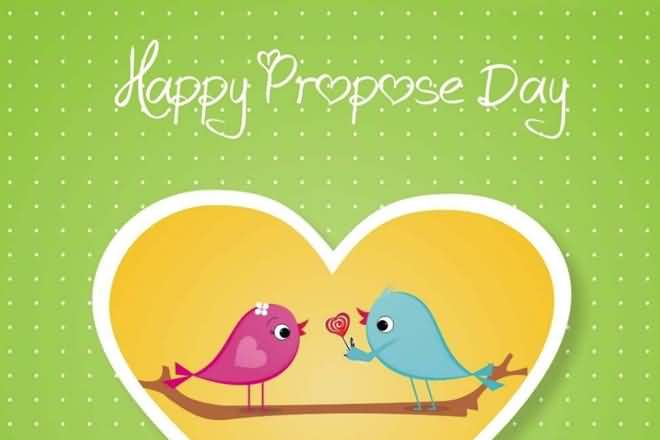 Happy propose day love birds greeting card