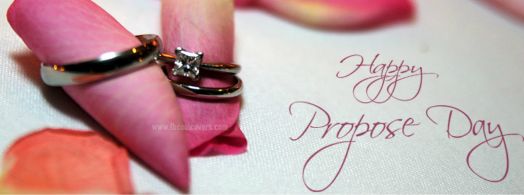 Happy propose day rose petals with rings