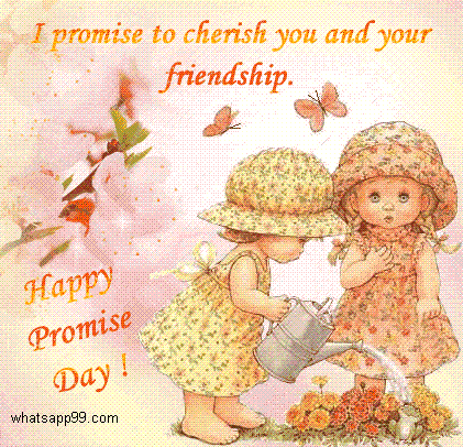 I promise to cherish you and your friendship Happy Promise Day wishes card