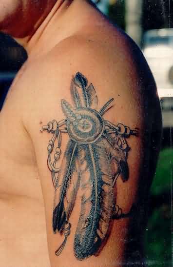Incredible Eagle Feather Tattoo Design On Men Half Sleeve