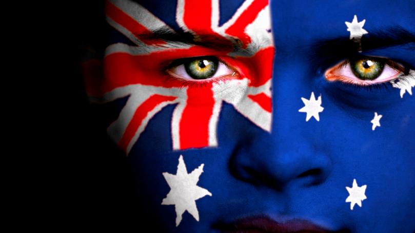 Man Painted Face As Australia Flag Happy Australia Day