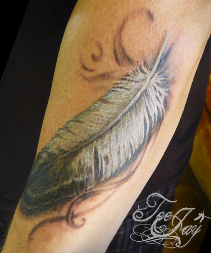Native American Eagle Feather Tattoo On Forearm