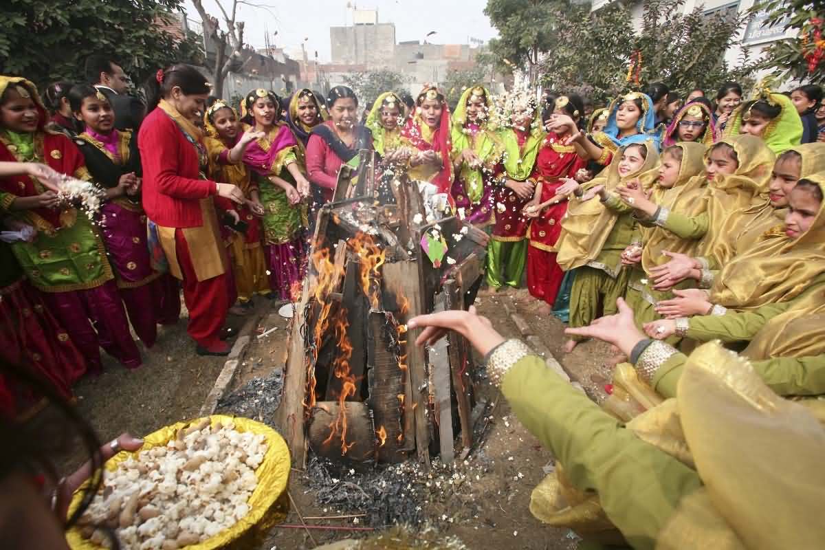 Punjabi People Celebrating Lohri