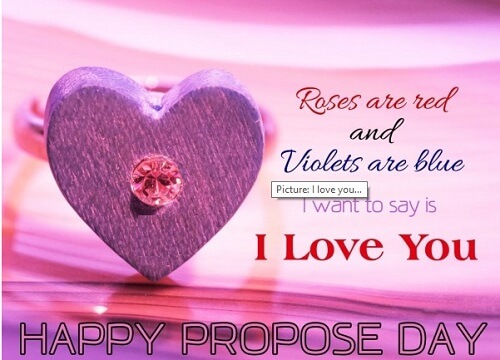 Roses are red violets are blue i want to say is I Love You Happy Propose Day