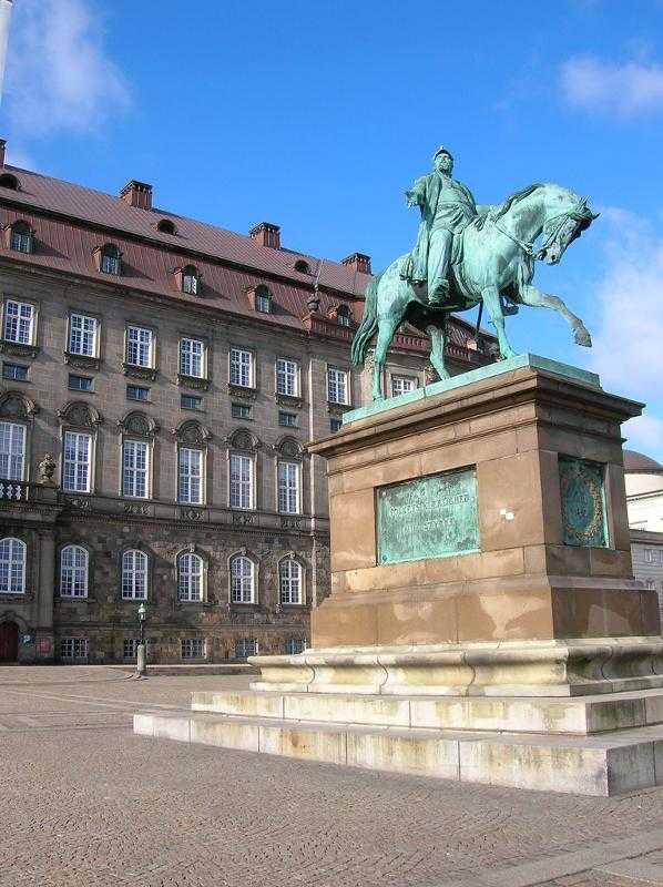 Statue Of King Christian IX In Front Of Christiansborg Palace