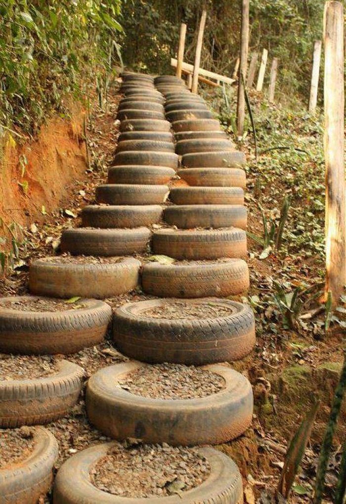 Steps Created By Using Recycled Tires