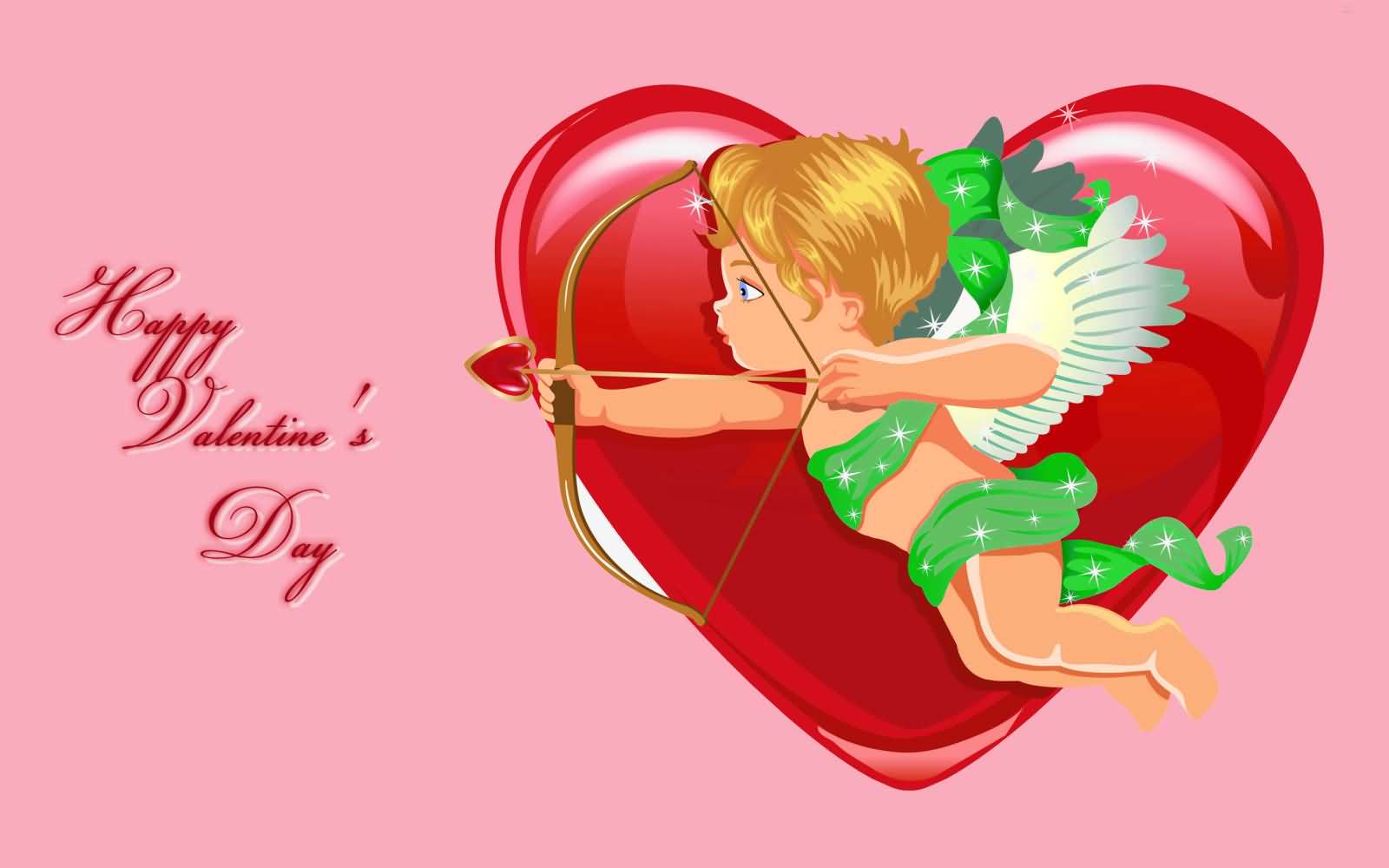 Sweet cupid shooting your heart Happy Valentines Day wishes