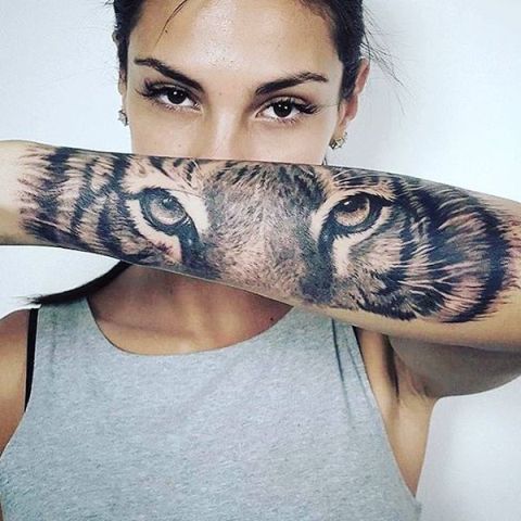 Tiger Eyes Tattoo On Forearm For Girls